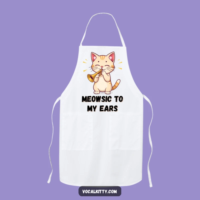 Funny Cat Trumpet Apron: Kitchen Maestro Accessory, Great Gift