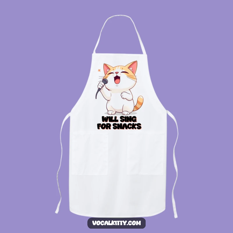 Funny Dramatic Cat Singing Apron: Hilarious Feline Chef Opera Gift