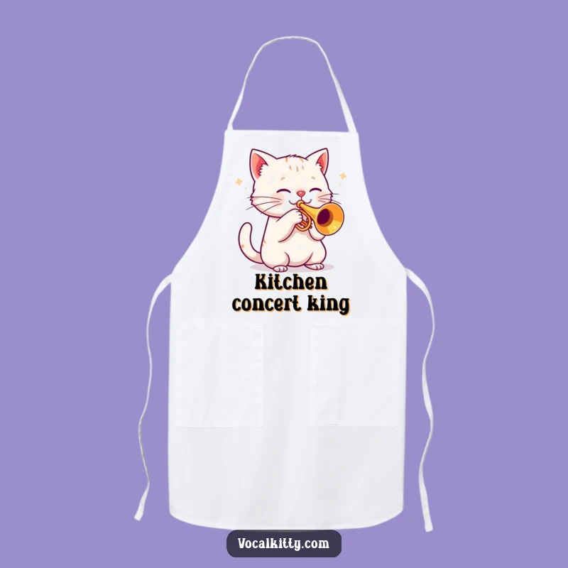 Funny Cat Trumpet Apron: Chef's Loud Meow Music Protection