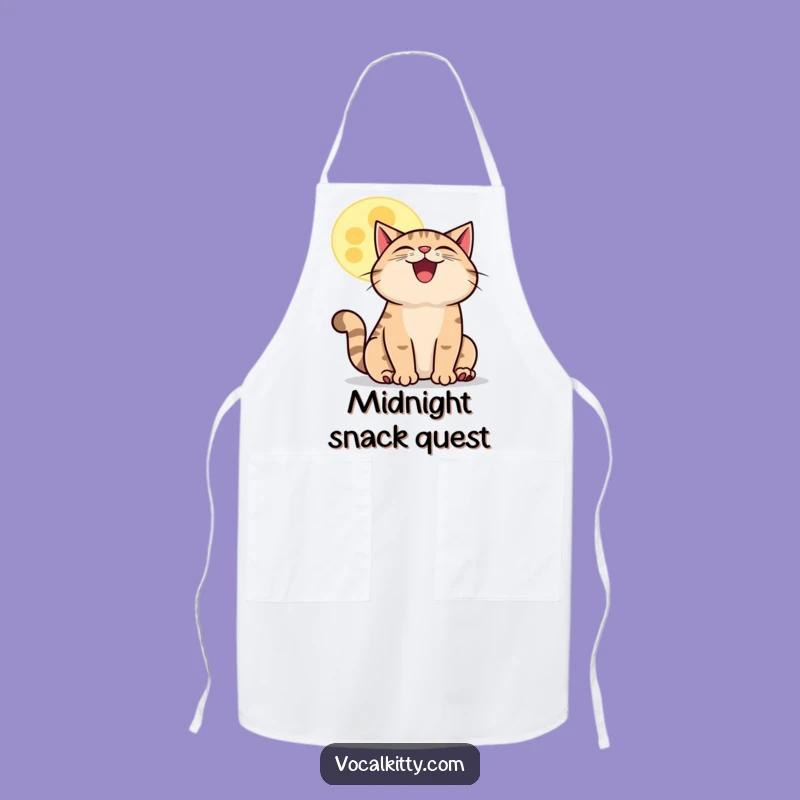 Funny Howling Cat Moon Apron: Cook Up Some Nighttime Fun