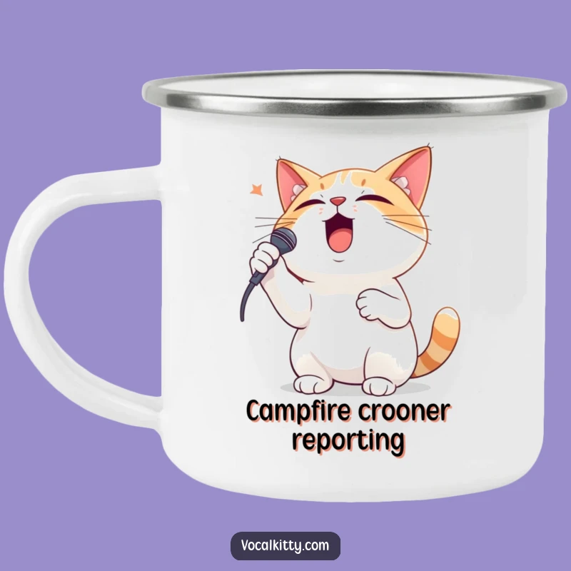Funny Dramatic Cat Singing Camping Mug: Outdoor Feline Opera Gift