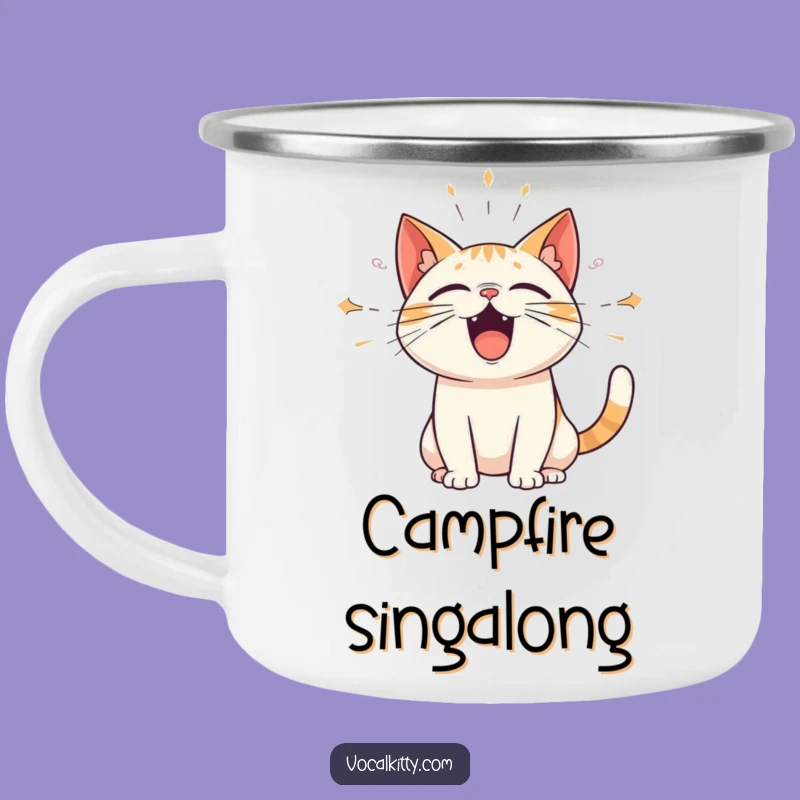 Funny Loud Cat Camping Mug: Sound Wave Adventures - Adventurous Funny Gift