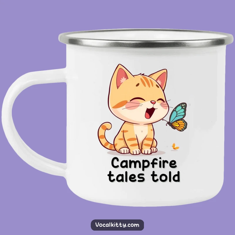 Funny Cat Butterfly Chat Camping Mug: Enjoy Adventures with Lively Conversations!