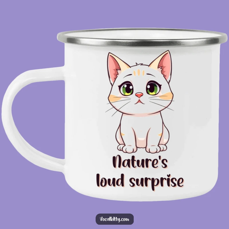 Funny Cat Big Ears Camping Mug: Startled Adventures, Feline's Gift