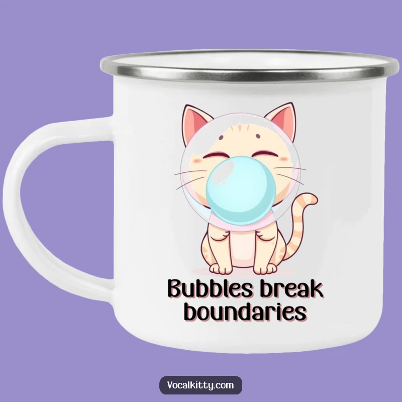 Funny Cat Bubblegum Pop Camping Mug - Trail Mix & Giggles Guaranteed
