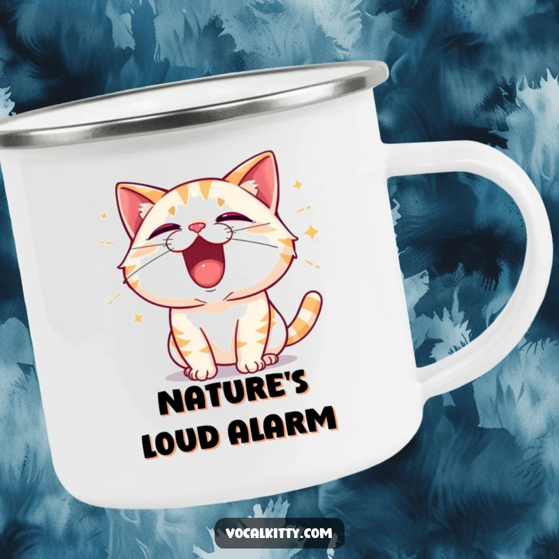 Funny Cat Shouting with Excitement, Sound Waves Emanating Camping Mug - Outdoor Excitement