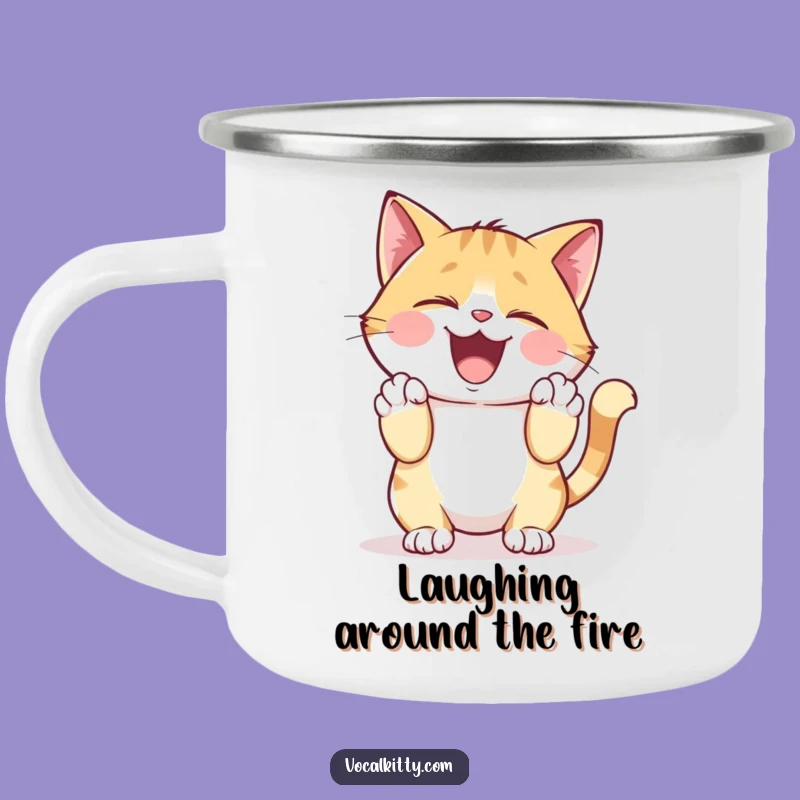 Funny Giggling Cat Camping Mug: Enjoy Your Adventures with Laughter!