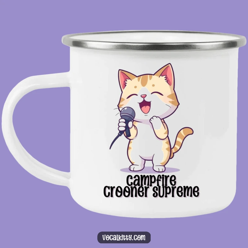 Funny Karaoke Cat Camping Mug: Sing Your Heart Out Outdoors