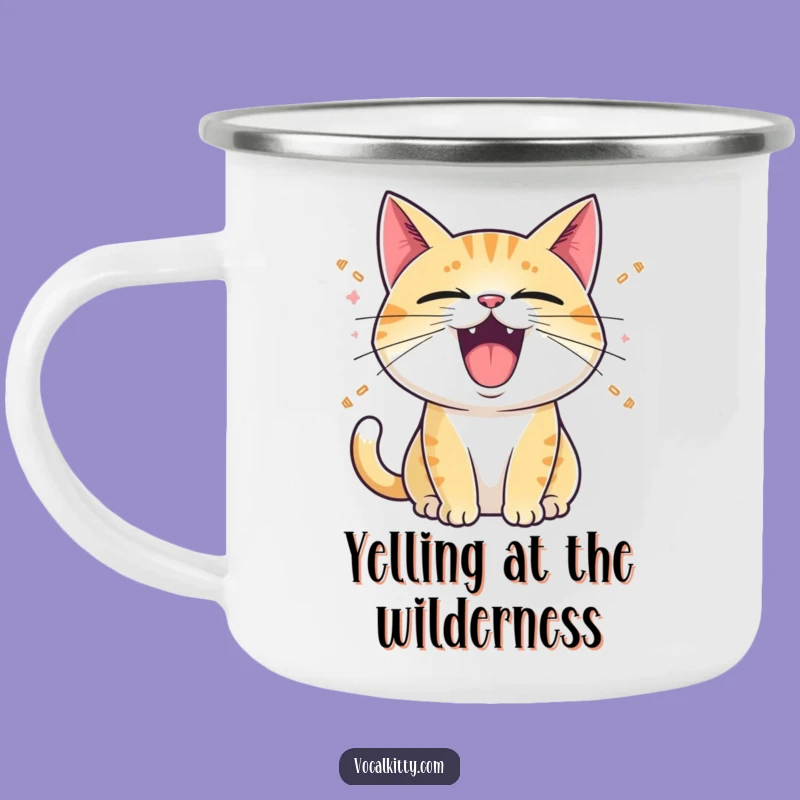 Funny Meowing Cat Camping Mug: Adventure with Loud Charm Funny Gift