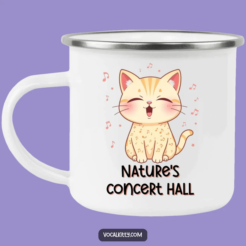 Funny Musical Cat Camping Mug - Serenade Your Adventures!