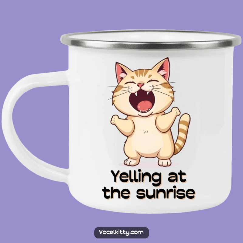 Funny Shouting Cat Camping Mug: Fuel Your Adventures Loudly