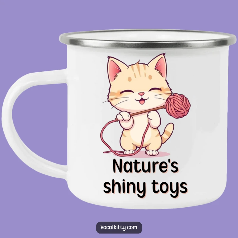 Funny Bubble Batting Cat Camping Mug, Outdoor Play Fun