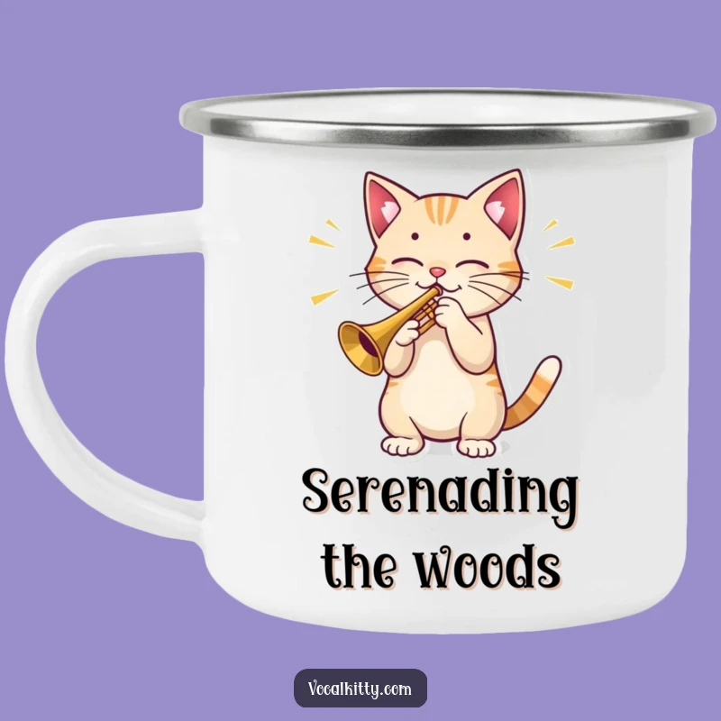 Funny Cat Trumpet Camping Mug: Outdoor Music Cup, Great Gift