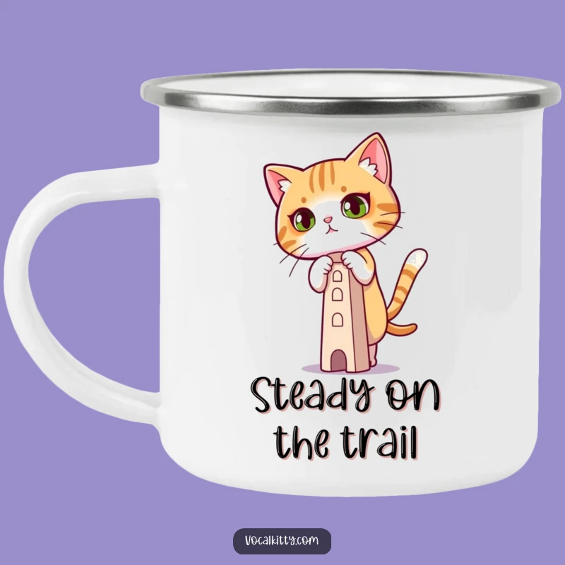 Funny Focused Cat Camping Mug, Concentration On The Go
