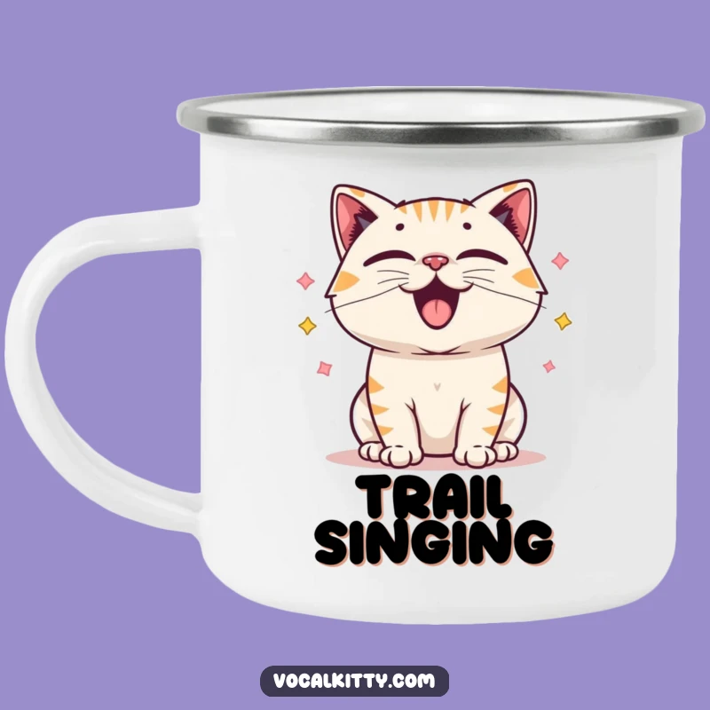 Funny Cat Vocal Cords Camping Mug: Happy Sound Enamel Cup, Perfect Funny Gift