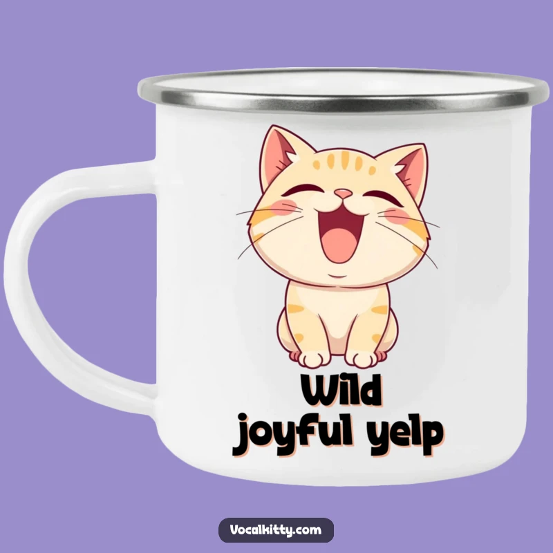 Funny Cat Squeal Camping Mug: Joyful Sound Enamel Cup, Perfect Funny Gift