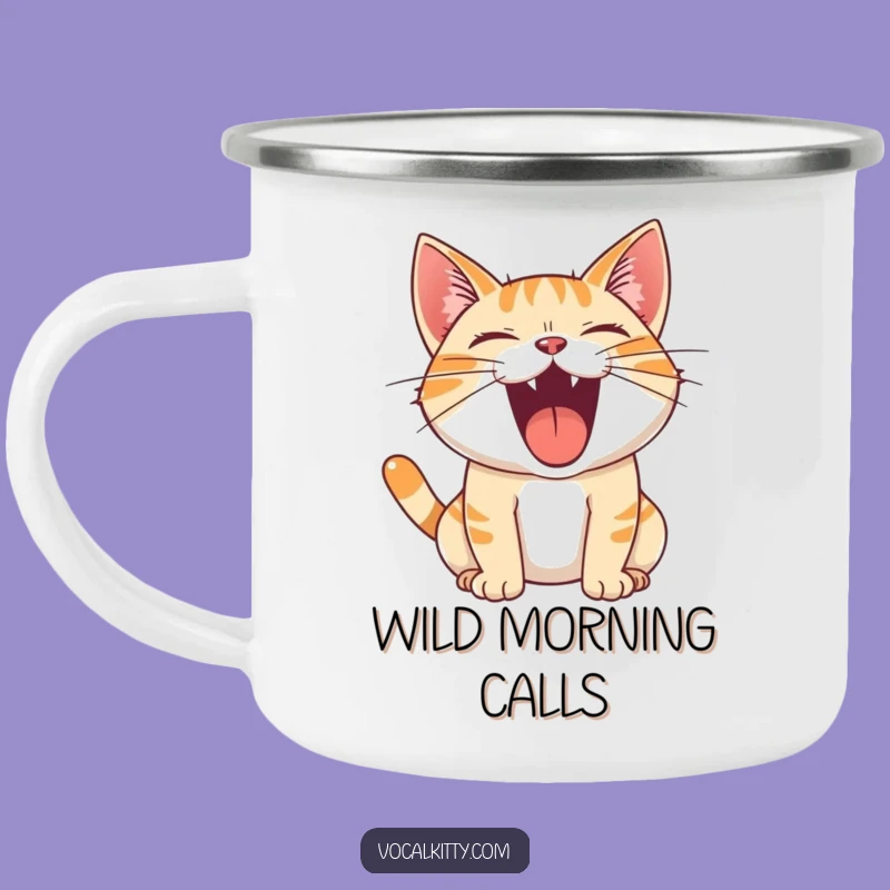 Funny Cat Camping Mug: Joyful Roar, Loud Meow, Outdoor Fun Gift