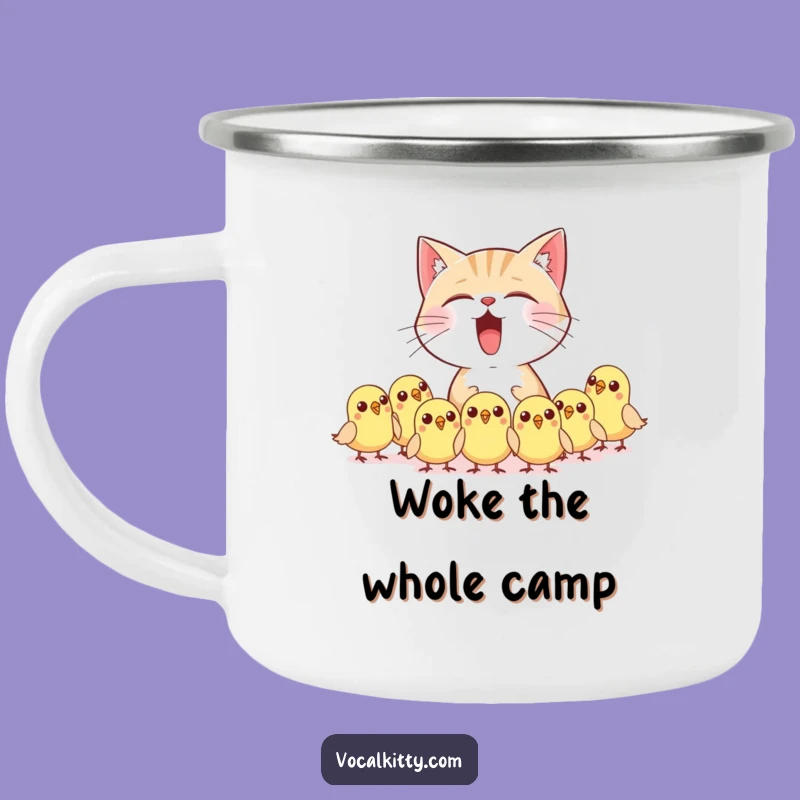 Funny Cat Meow Camping Mug - Hilarious Bird Startle Outdoor Gift