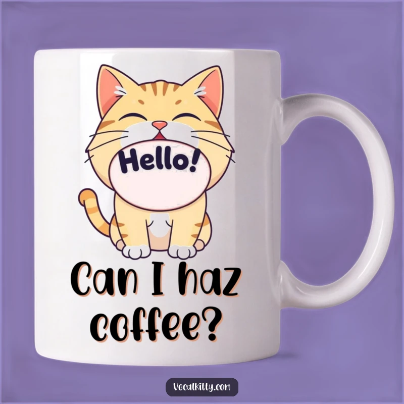 Funny Cat Hello Mug: Big Mouth Greeting Gift for Cat Lovers