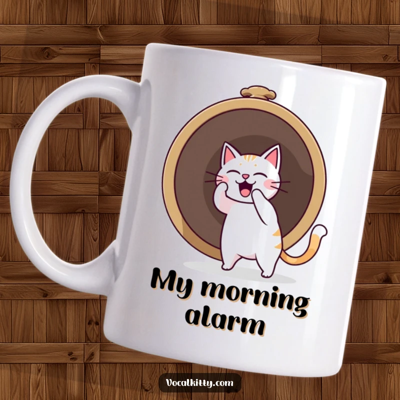 Funny cat character energetically ringing a giant bell with a massive sound boom, capturing a moment of pure, comical loudness.