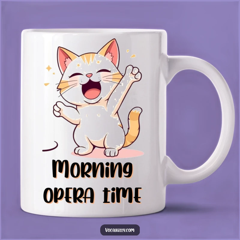 Funny Cat Singing Mug: Dramatic Feline Performer, Perfect Funny Gift for Stage Lovers