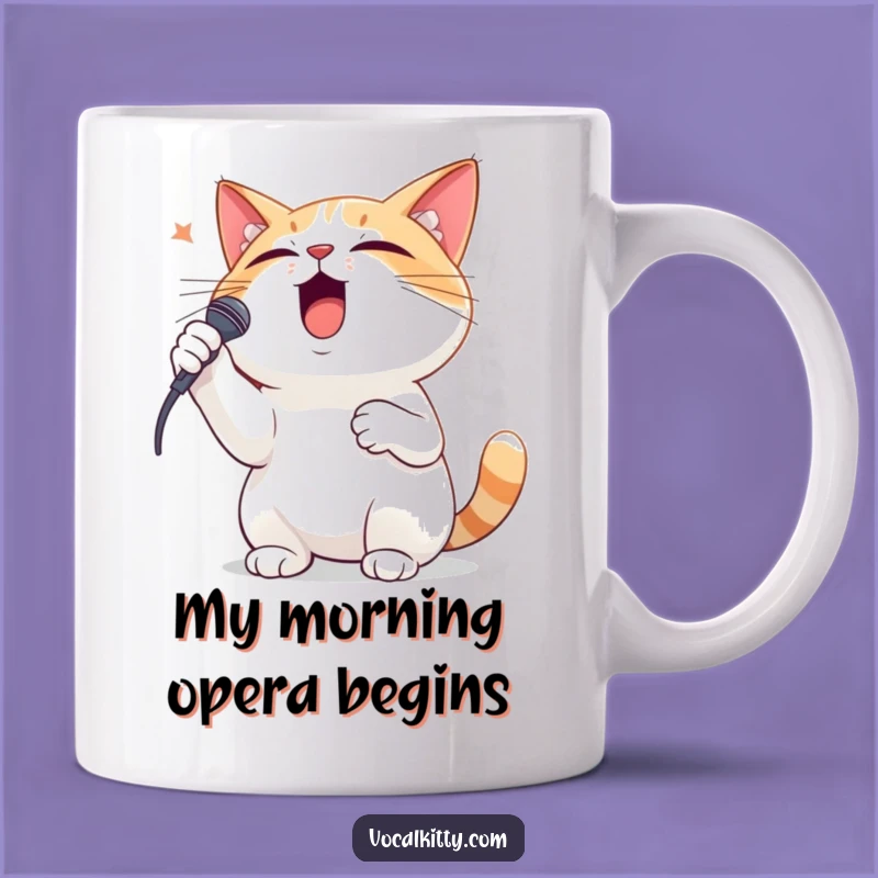 Funny Opera Cat Mug: Dramatic Feline Singer Gift for Music Lovers