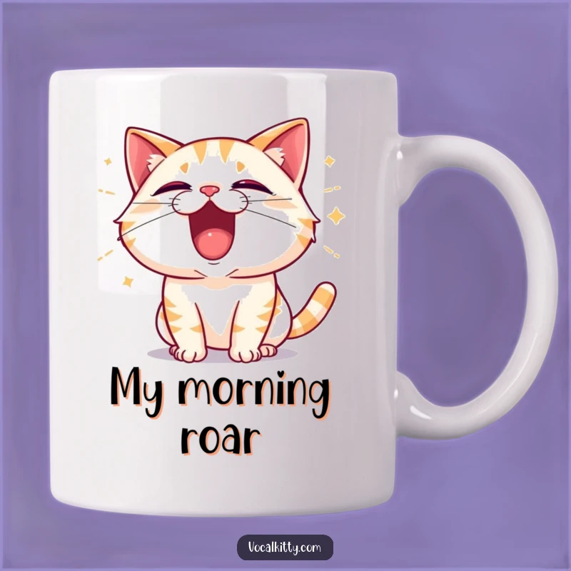 Funny Cat Shouting Excitement Mug - Hilarious Feline Fandemonium Gift
