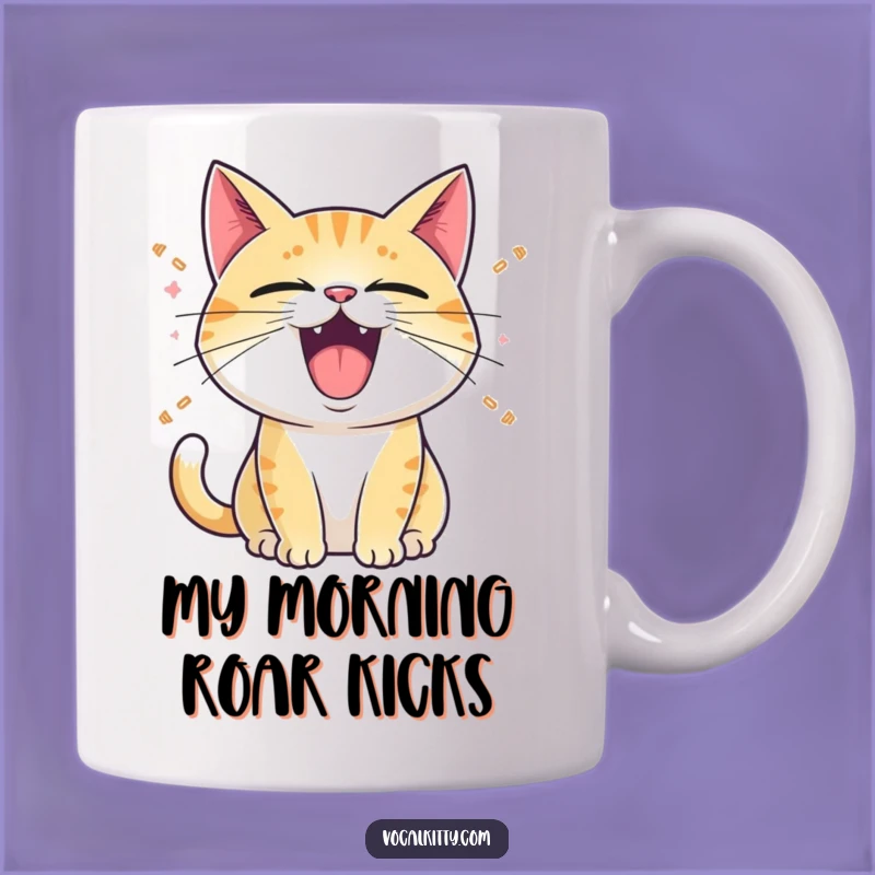 Funny Meowing Cat Mug: Cartoon Sound Waves Funny Gift