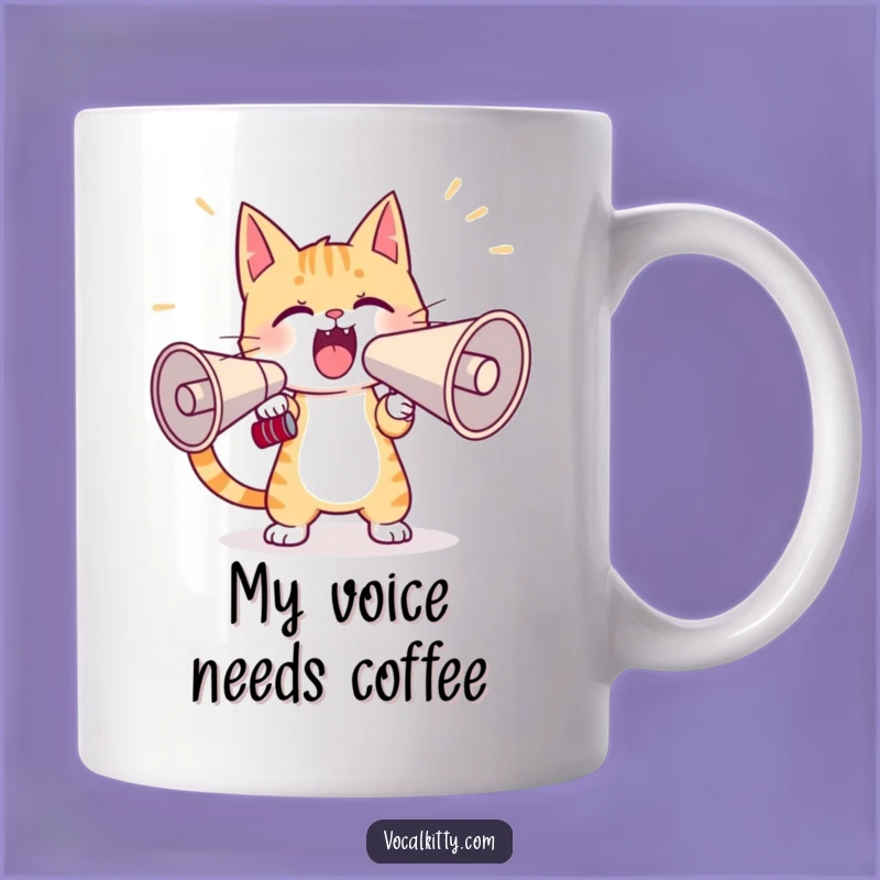 Funny Cat Yelling Megaphone Mug: Hilarious Gift for Cat Lovers