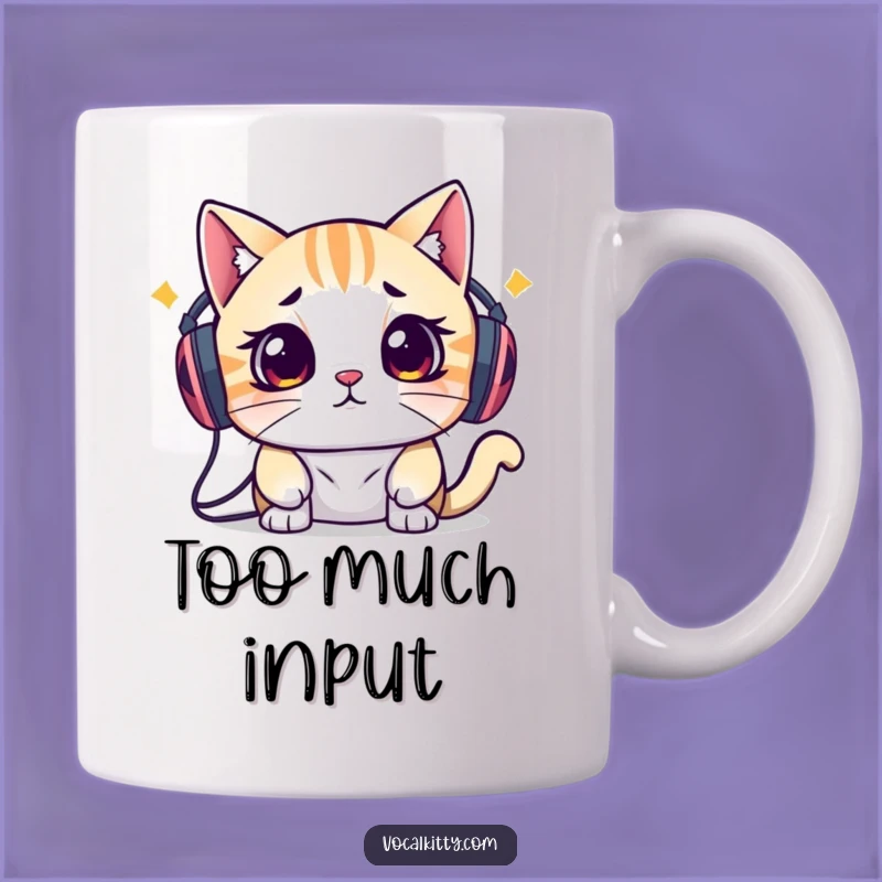 Funny Overwhelmed Cat Speakers Mug: Gift for Music Lovers Feeling the Noise!