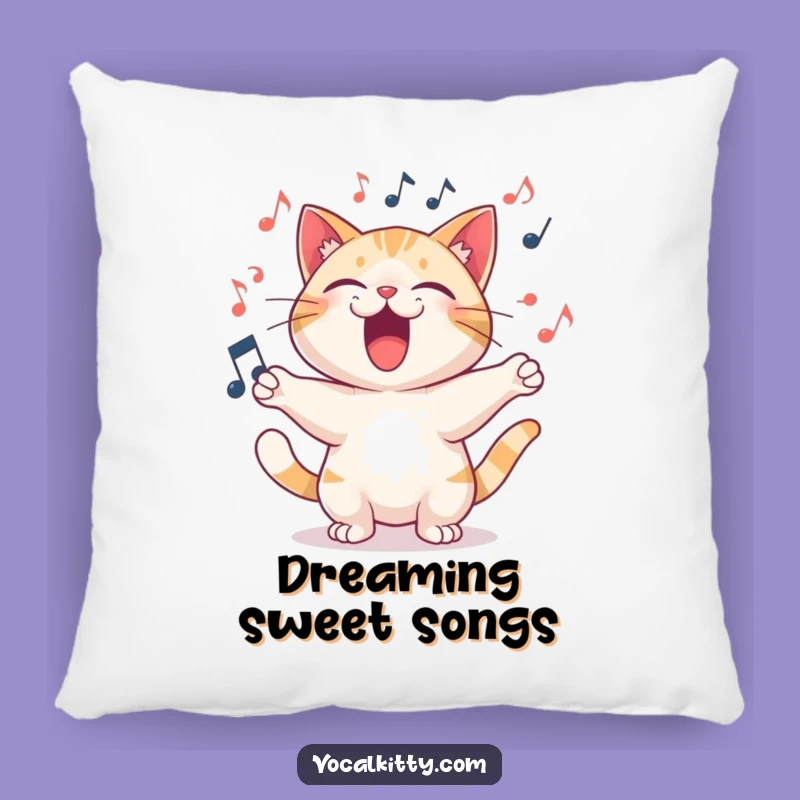 Funny Singing Cat Pillow: Cozy Comfort with Musical Notes