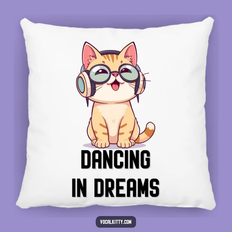 Funny Cat Grooving Pillow - Snuggle Up with Your Soundtrack!