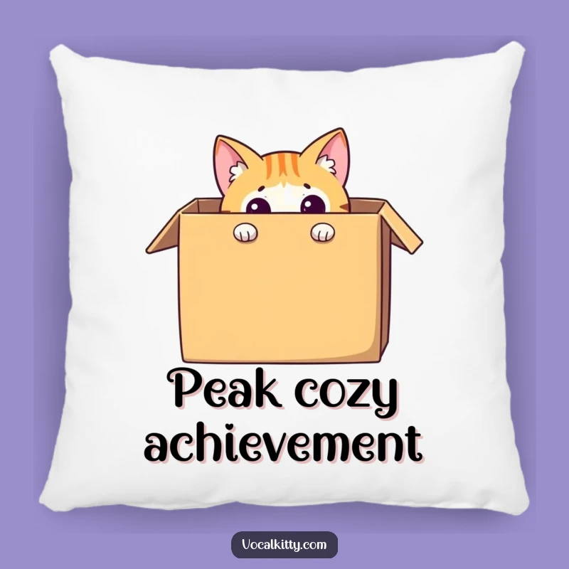 Funny Cat in Box Pillow: Cozy Comfort with a Peek-a-Boo Surprise