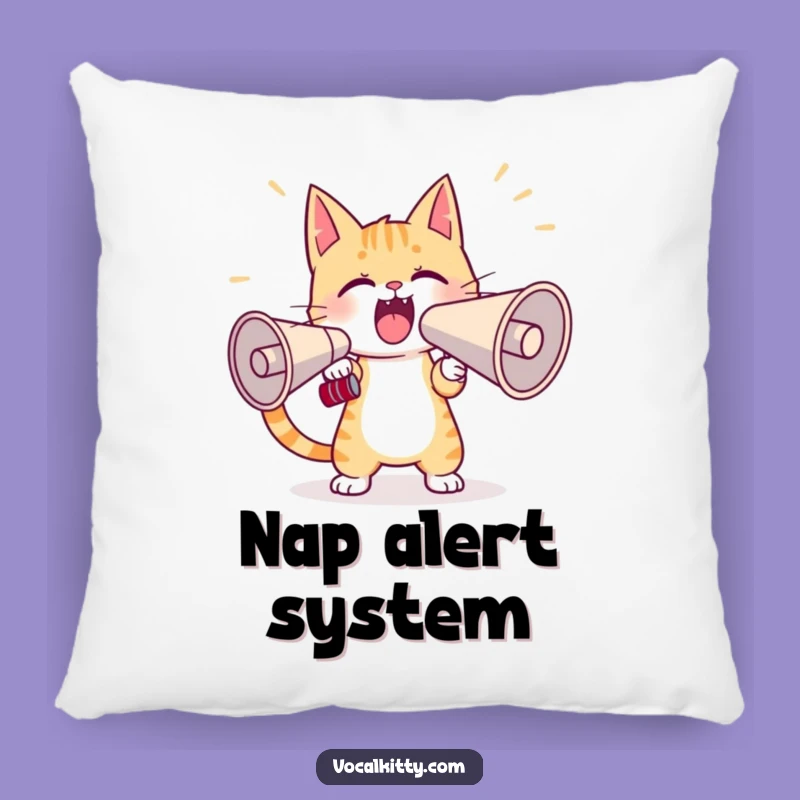 Funny Cat Yelling Megaphone Pillow: Add Laughs to Your Lounge