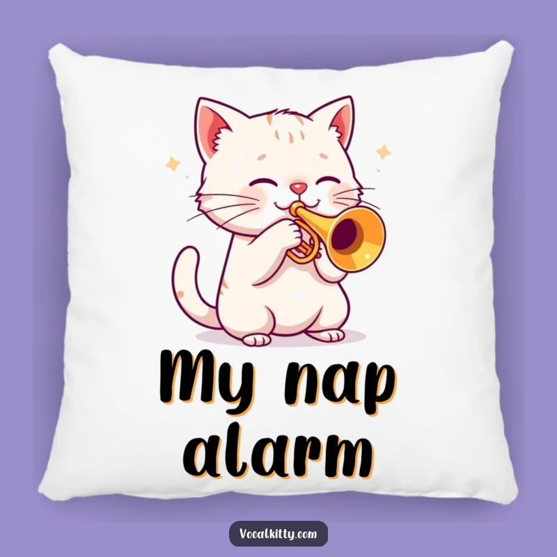Funny Cat Trumpet Pillow: Cozy Loud Meow Music Accent