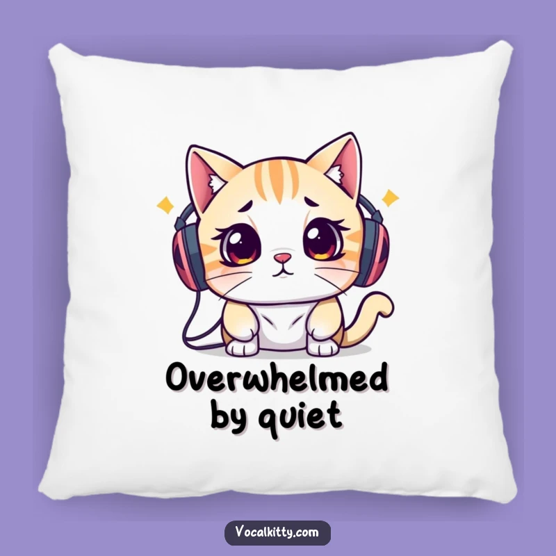 Funny Overwhelmed Cat Speakers Pillow: Snuggle Up and Tune Out the World!