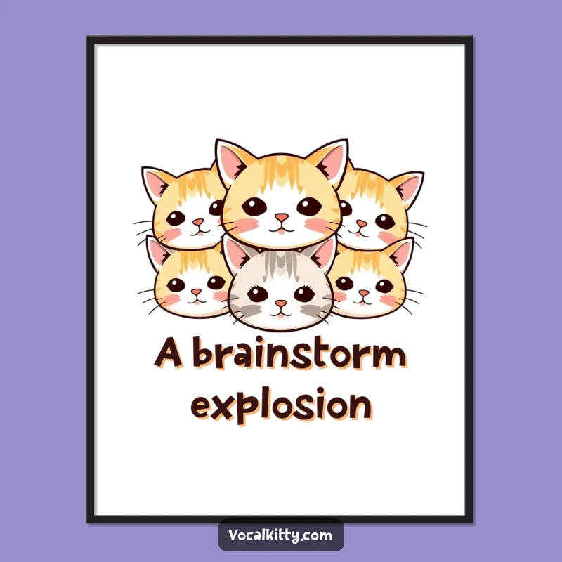 Funny Cat Digital Art: Whisker Burst, Instant Download for Whimsical Decor