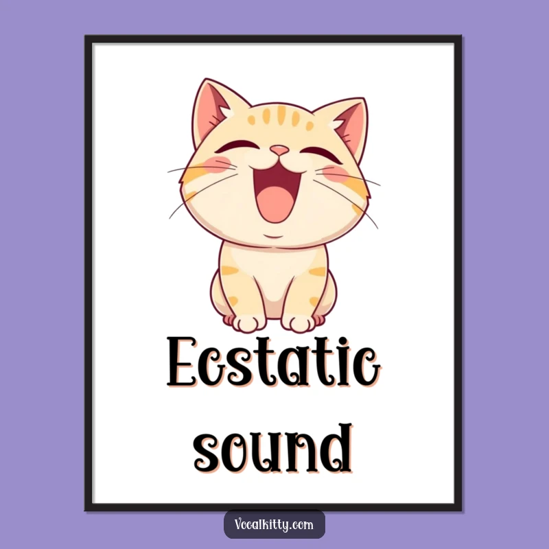 Funny Cat Squeal Digital Art: Joyful Sound Wall Art, Perfect Funny Gift
