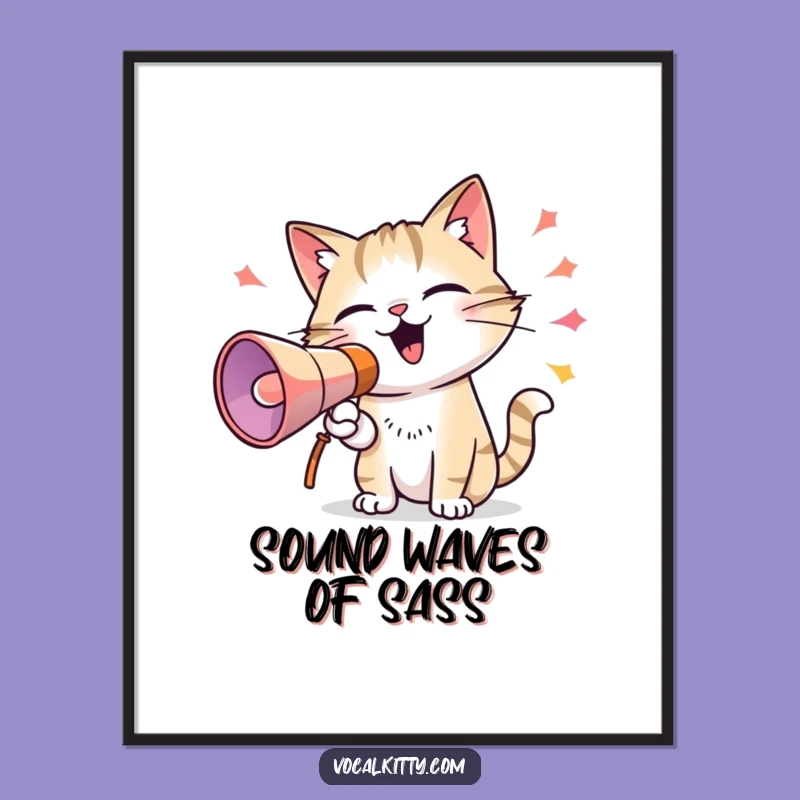 Funny Cat Megaphone Digital Art: High-Res Print of a Loud Feline Gift