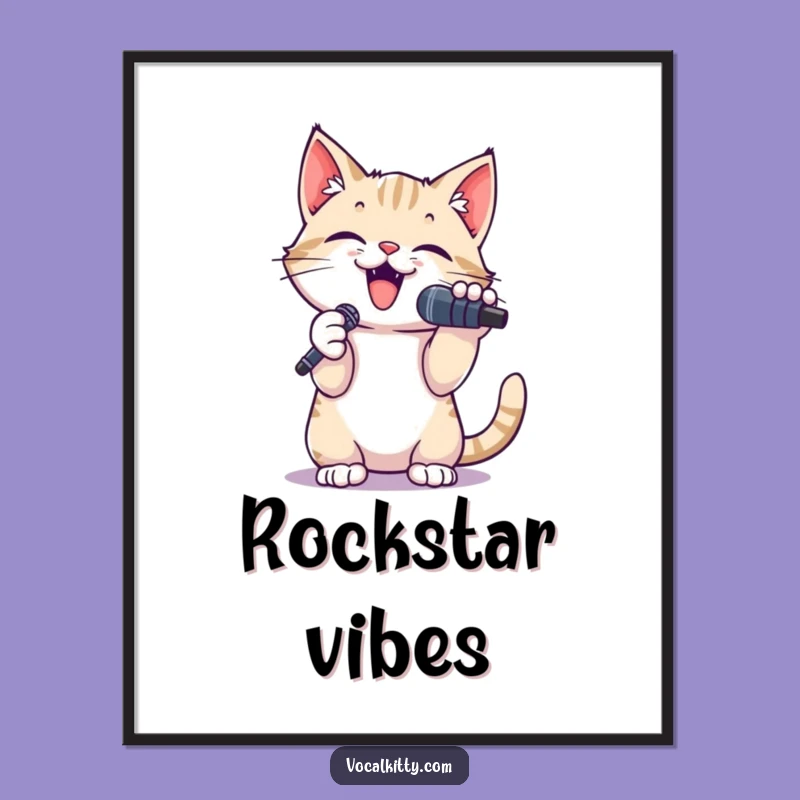 Funny Cat Singer Microphone Digital Art - Instant Hilarious Performance Decor