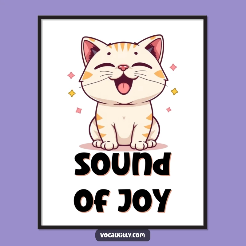 Funny Cat Vocal Cords Digital Art: Happy Sound Wall Art, Perfect Funny Gift
