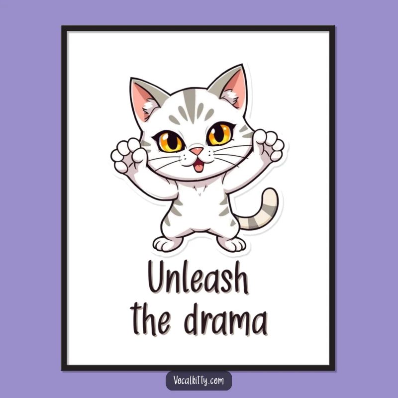 Funny Dramatic Cat Digital Art: Bold Pose - Instant Funny Gift