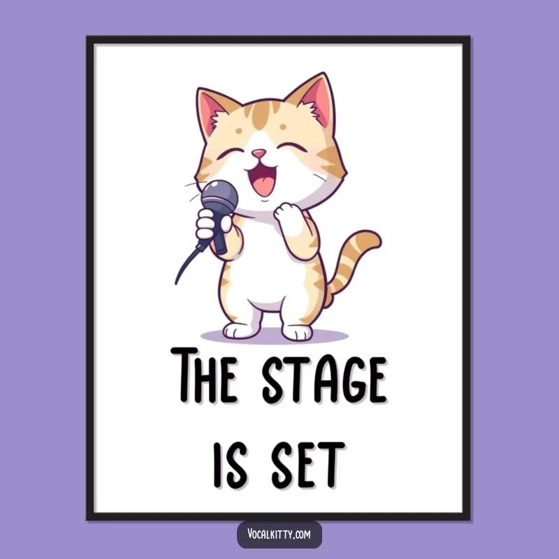 Funny Karaoke Cat Digital Art: Bring the Stage to Your Walls