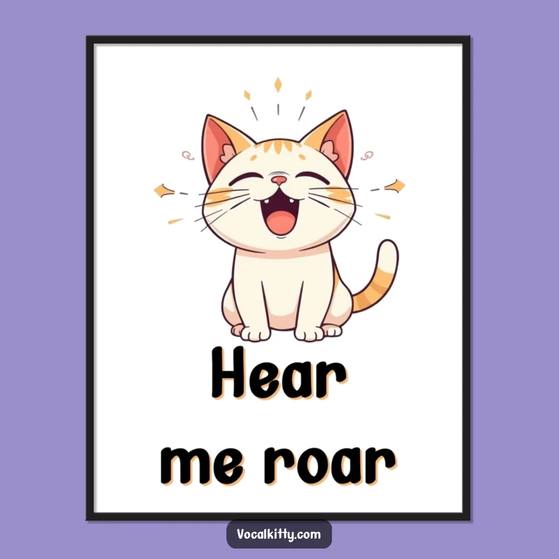Funny Loud Cat Digital Art: Sound Wave Expression - Instant Funny Gift