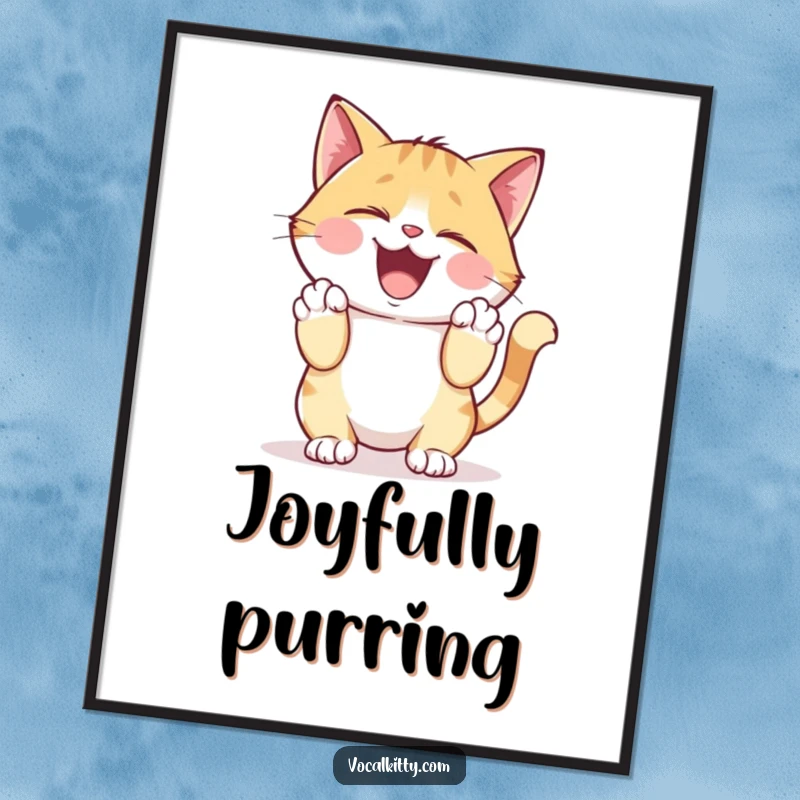 Funny Digital Art Print capturing a cat character giggling heartily, clutching its sides, embodying infectious joy and humor.
