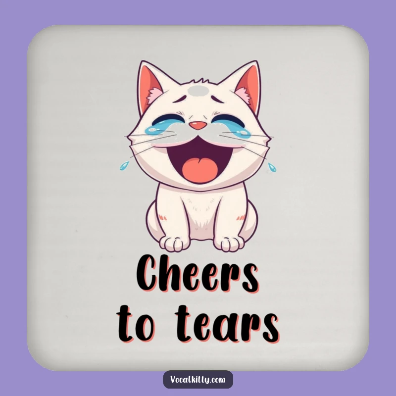 Funny Roaring Laughter Cat Coaster - Protect Surfaces with Humor