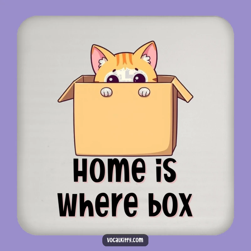 Funny Cat in Box Coasters: Protect Surfaces with Playful Feline Charm
