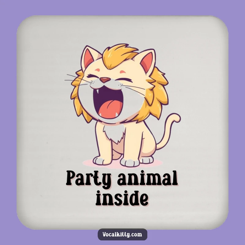 Funny Cat Lion Roar Drink Coaster: Fierce Surface Protection