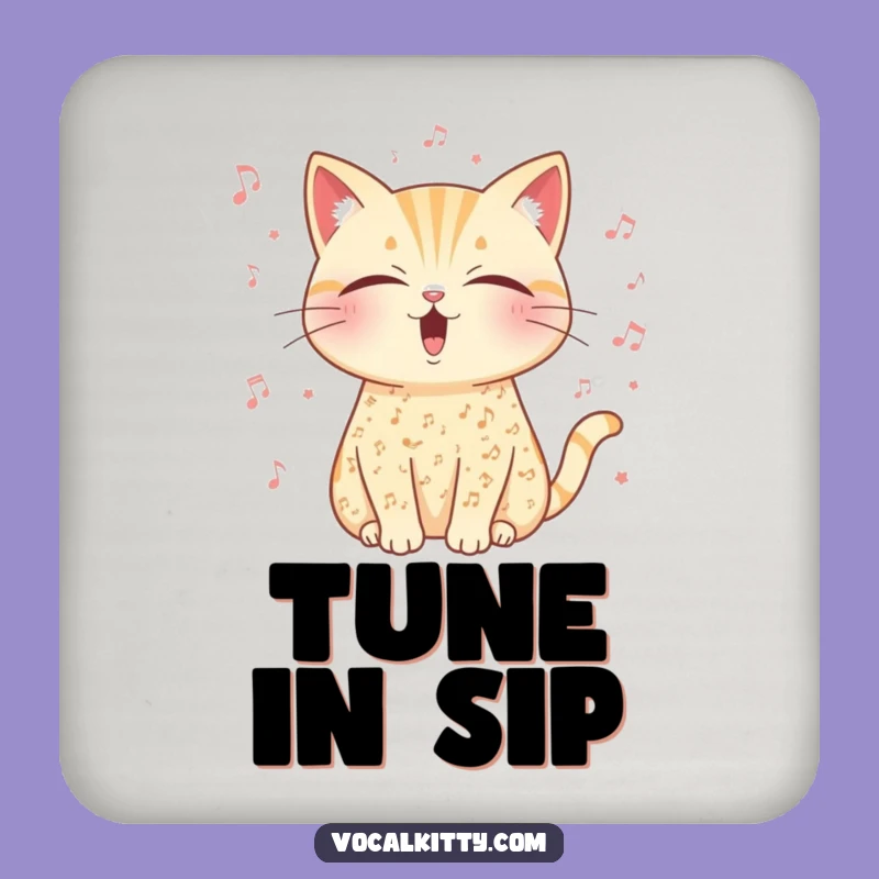 Funny Musical Cat Coaster - Protect Surfaces with Harmony!