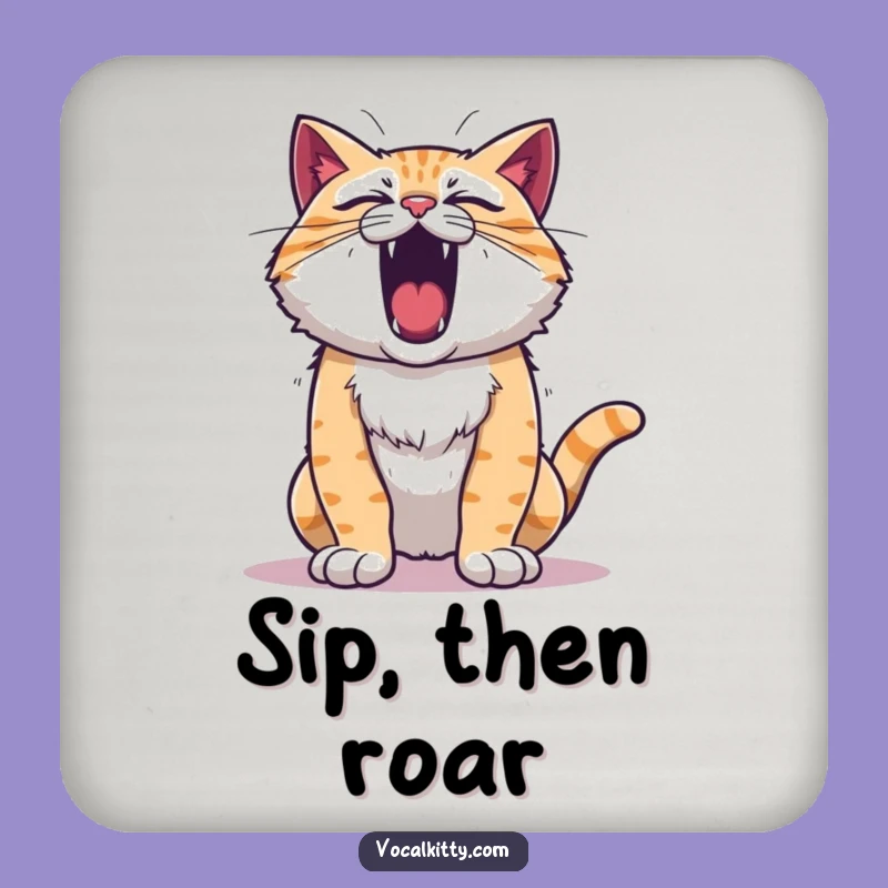 Funny Roaring Cat Coaster - Protect Surfaces with a Growl!
